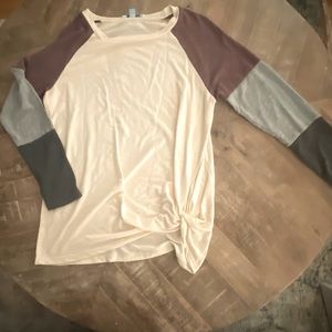 Womens small, she + sky, color block sleeve sweater, like new, ivory purple gray